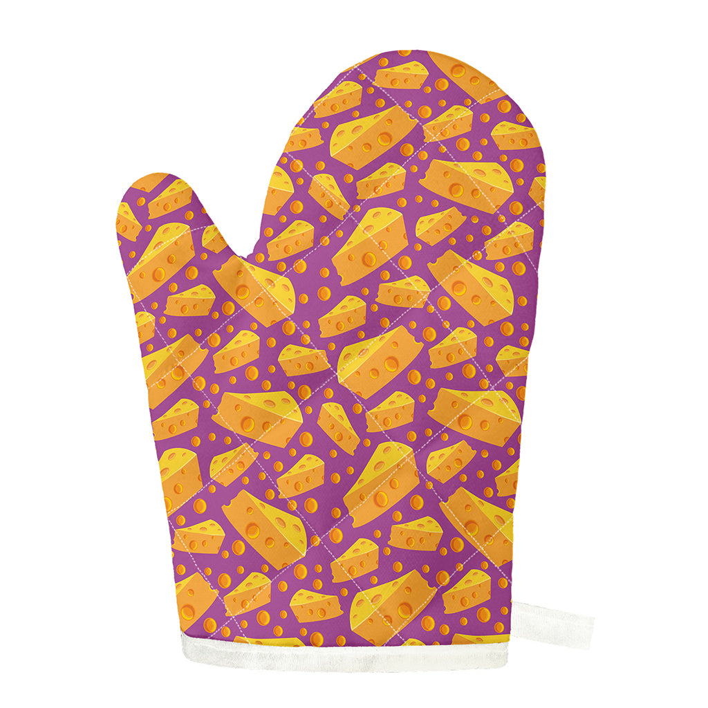 Purple Cheese And Holes Pattern Print Single Oven Mitt