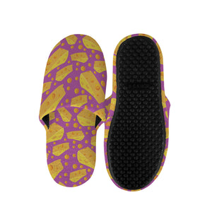 Purple Cheese And Holes Pattern Print Slippers