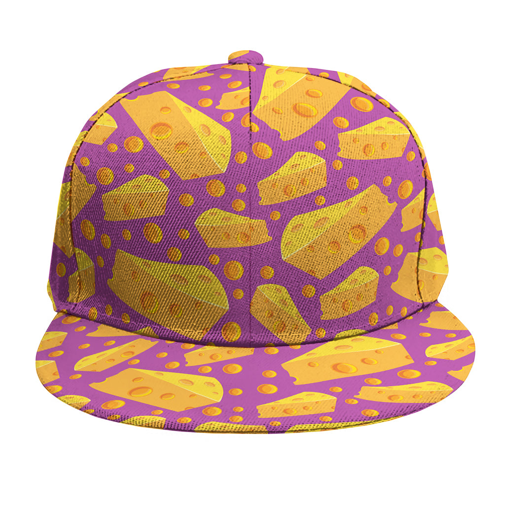 Purple Cheese And Holes Pattern Print Snapback Cap