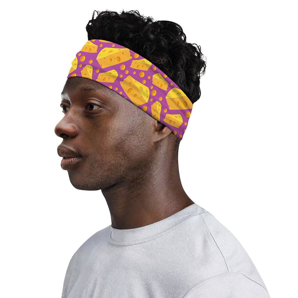 Purple Cheese And Holes Pattern Print Sports Headband