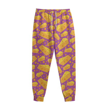 Purple Cheese And Holes Pattern Print Sweatpants