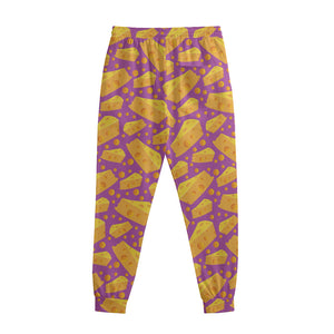 Purple Cheese And Holes Pattern Print Sweatpants