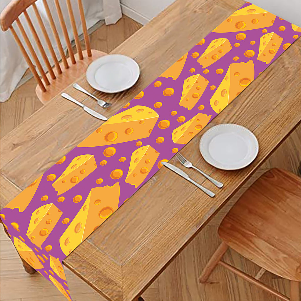 Purple Cheese And Holes Pattern Print Table Runner