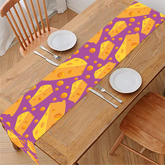 Purple Cheese And Holes Pattern Print Table Runner