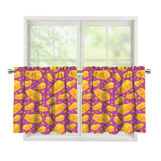 Purple Cheese And Holes Pattern Print Tier Curtains
