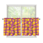 Purple Cheese And Holes Pattern Print Tier Curtains