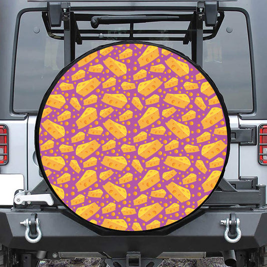 Purple Cheese And Holes Pattern Print Tire Cover