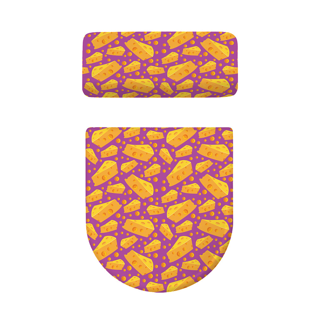 Purple Cheese And Holes Pattern Print Toilet Lid And Tank Cover Set