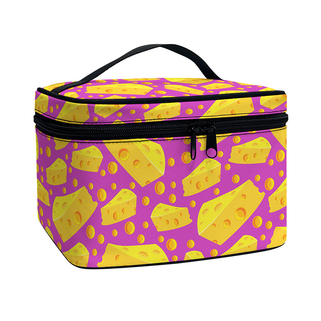 Purple Cheese And Holes Pattern Print Travel Makeup Bag