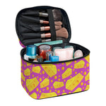 Purple Cheese And Holes Pattern Print Travel Makeup Bag