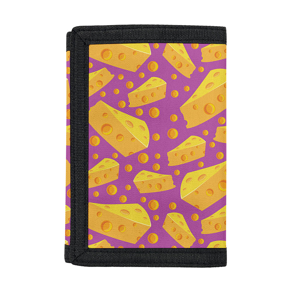 Purple Cheese And Holes Pattern Print Trifold Wallet