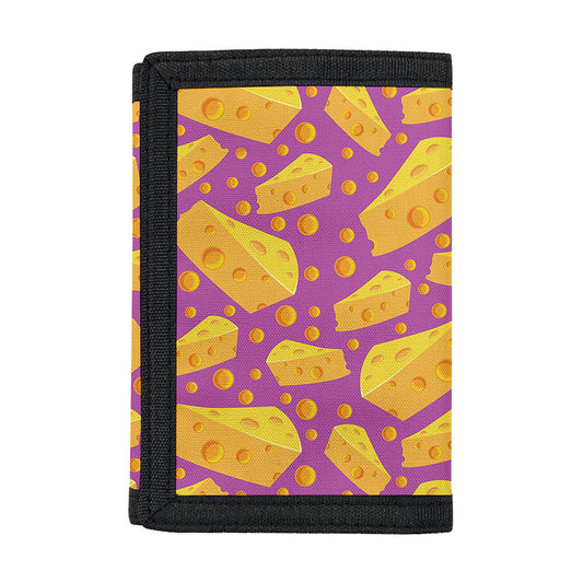 Purple Cheese And Holes Pattern Print Trifold Wallet