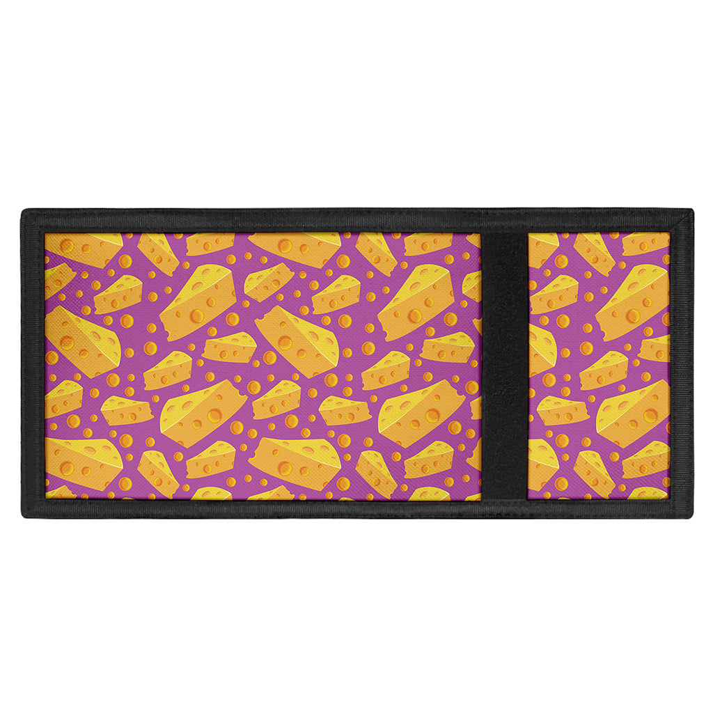 Purple Cheese And Holes Pattern Print Trifold Wallet