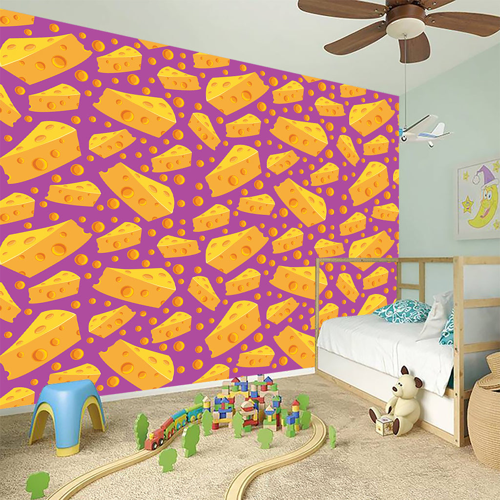 Purple Cheese And Holes Pattern Print Wall Sticker