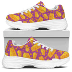 Purple Cheese And Holes Pattern Print White Chunky Shoes