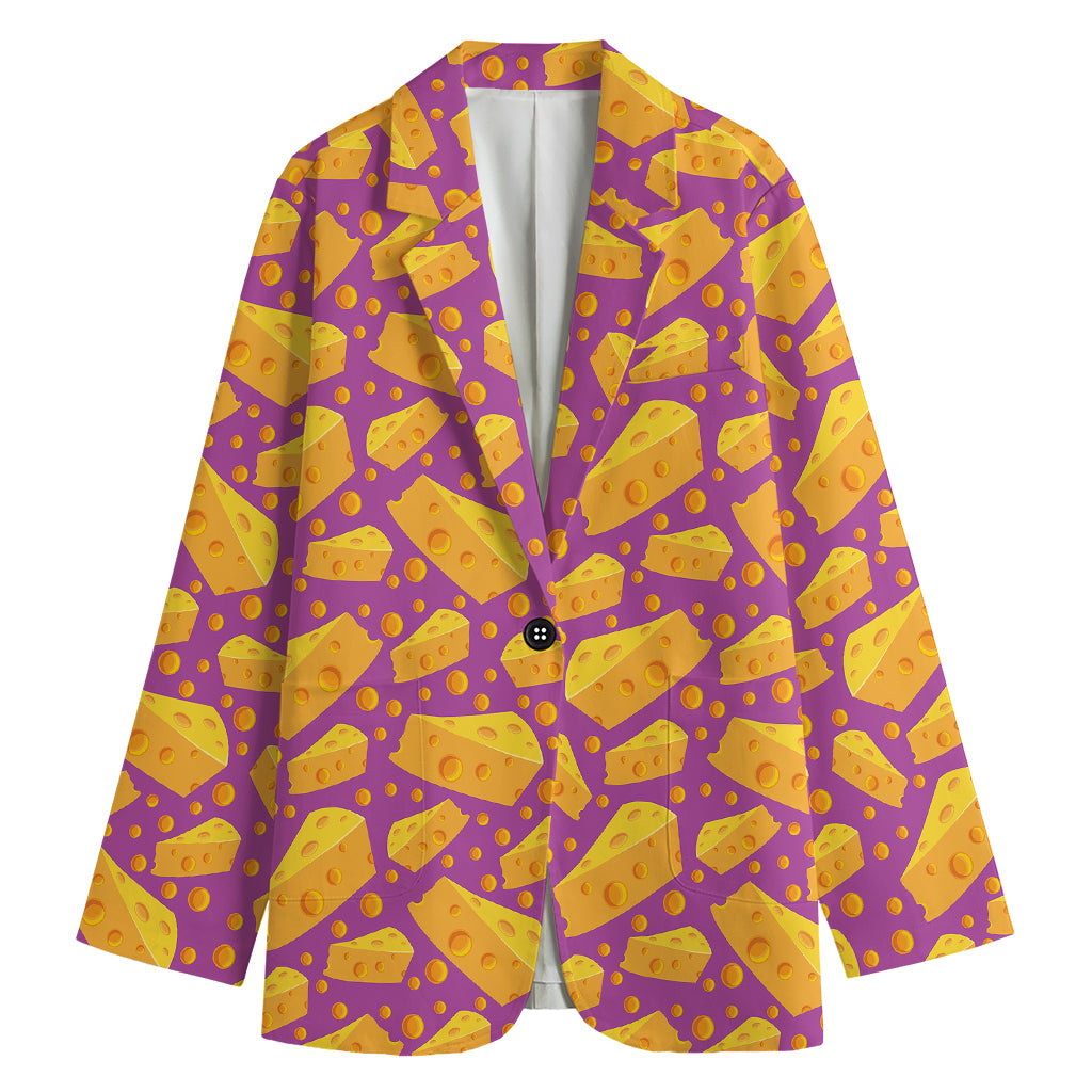 Purple Cheese And Holes Pattern Print Women's Blazer