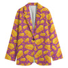 Purple Cheese And Holes Pattern Print Women's Blazer