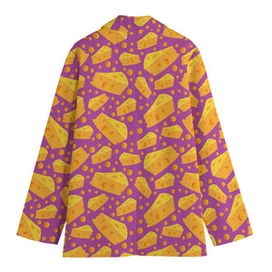 Purple Cheese And Holes Pattern Print Women's Blazer