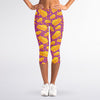 Purple Cheese And Holes Pattern Print Women's Capri Leggings