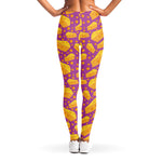 Purple Cheese And Holes Pattern Print Women's Leggings