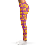 Purple Cheese And Holes Pattern Print Women's Leggings