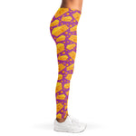 Purple Cheese And Holes Pattern Print Women's Leggings