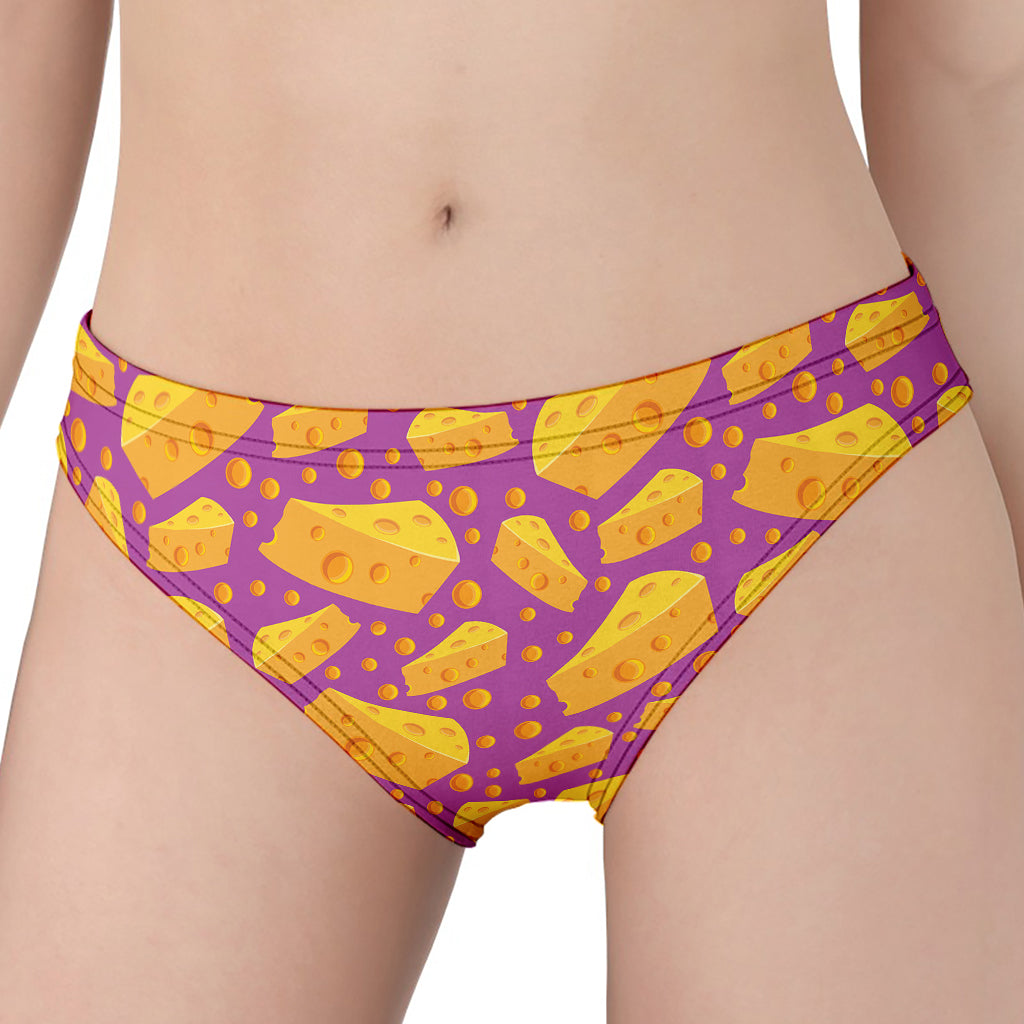 Purple Cheese And Holes Pattern Print Women's Panties