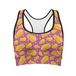 Purple Cheese And Holes Pattern Print Women's Sports Bra