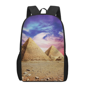 Purple Cloud Pyramid Print 17 Inch Backpack