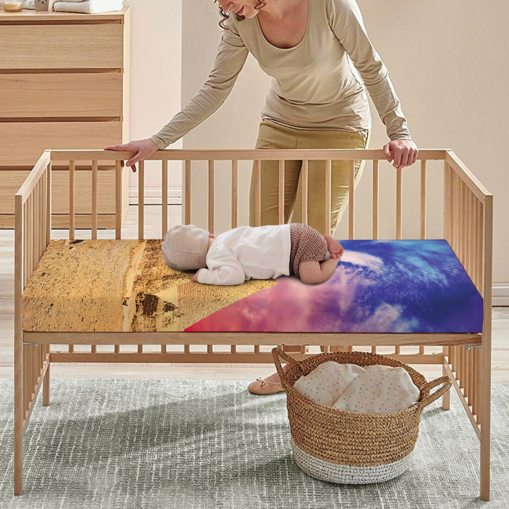 Purple Cloud Pyramid Print Baby Crib Sheet