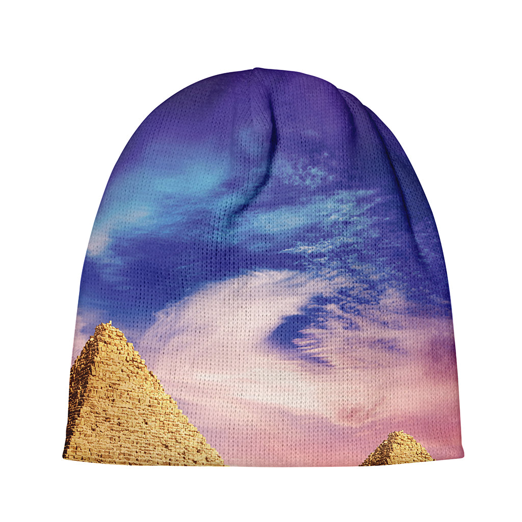 Purple Cloud Pyramid Print Beanie