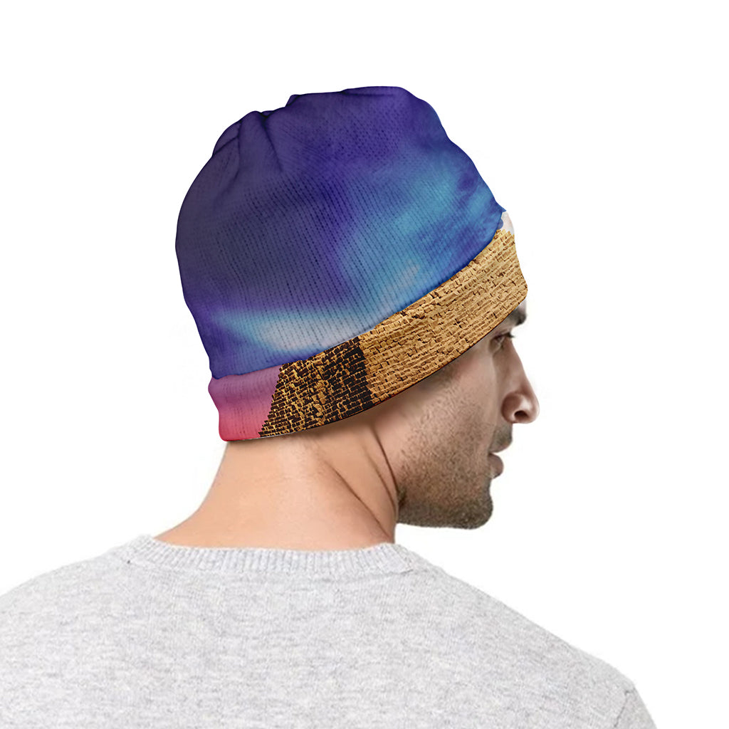 Purple Cloud Pyramid Print Beanie