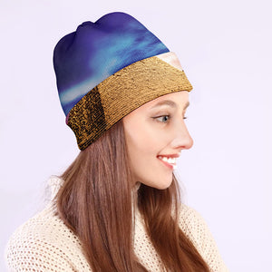 Purple Cloud Pyramid Print Beanie