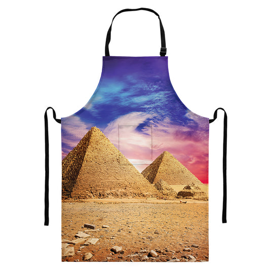 Purple Cloud Pyramid Print Bib Apron With Pocket