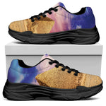 Purple Cloud Pyramid Print Black Chunky Shoes