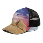 Purple Cloud Pyramid Print Black Mesh Trucker Cap