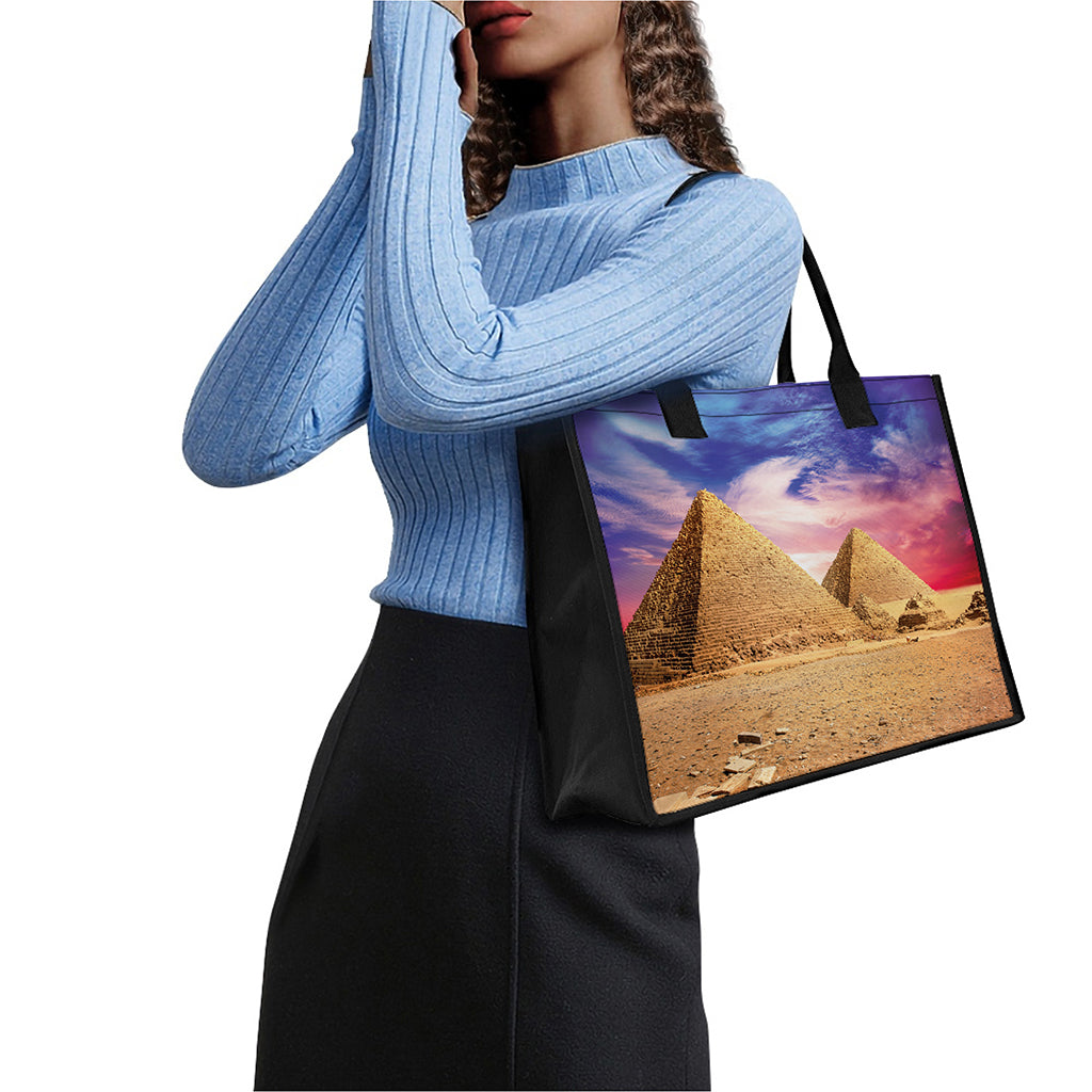 Purple Cloud Pyramid Print Canvas Tote Bag