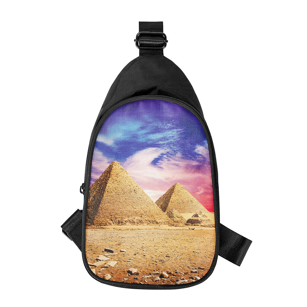 Purple Cloud Pyramid Print Chest Bag