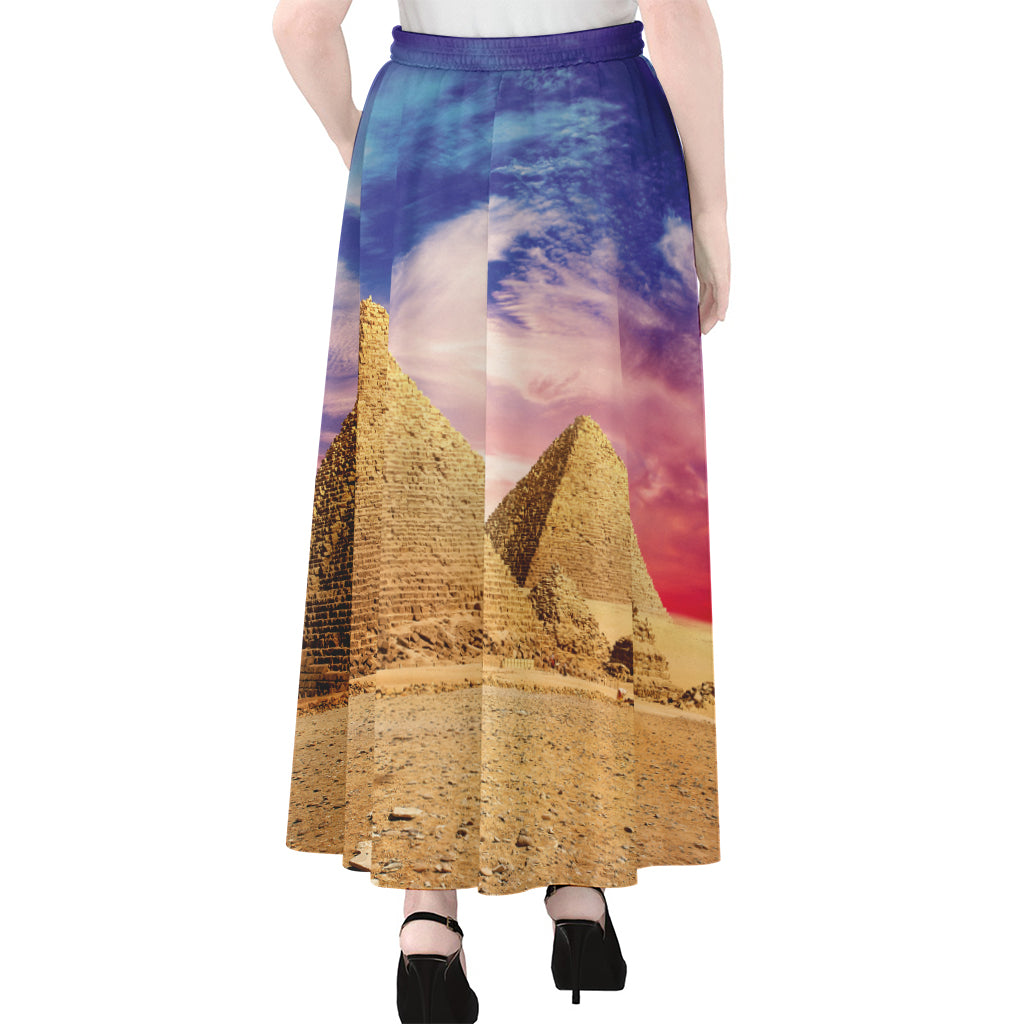 Purple Cloud Pyramid Print Chiffon Maxi Skirt