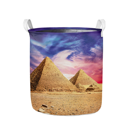 Purple Cloud Pyramid Print Collapsible Laundry Basket