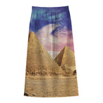 Purple Cloud Pyramid Print Cotton Front Slit Maxi Skirt