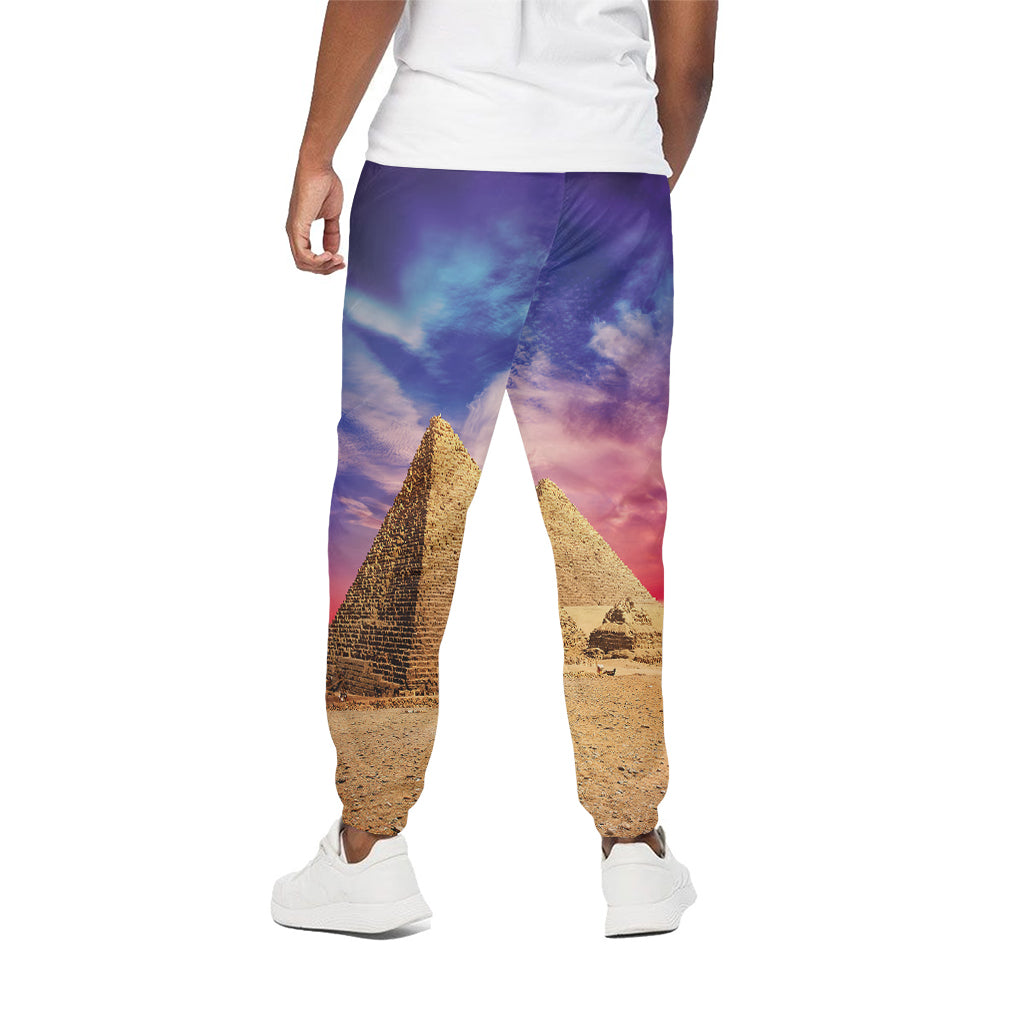 Purple Cloud Pyramid Print Cotton Pants