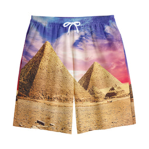 Purple Cloud Pyramid Print Cotton Shorts