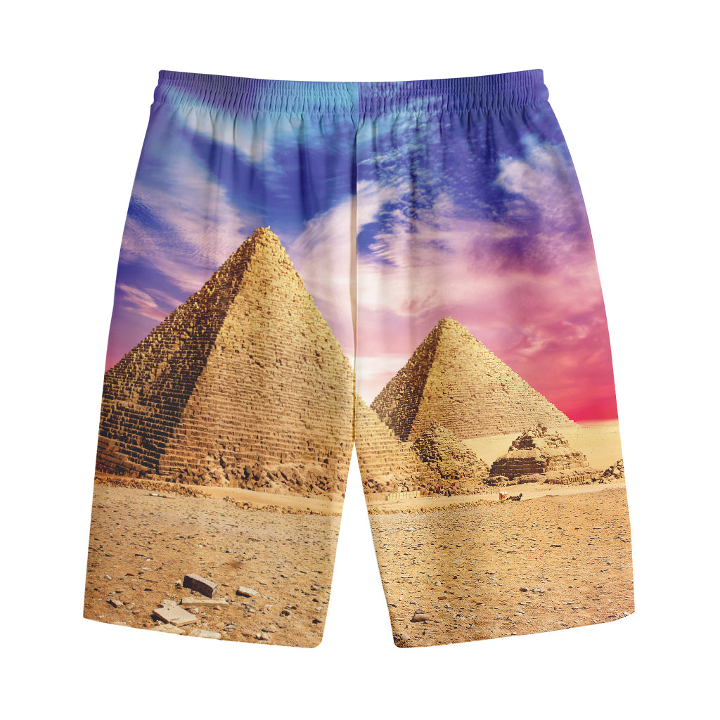 Purple Cloud Pyramid Print Cotton Shorts