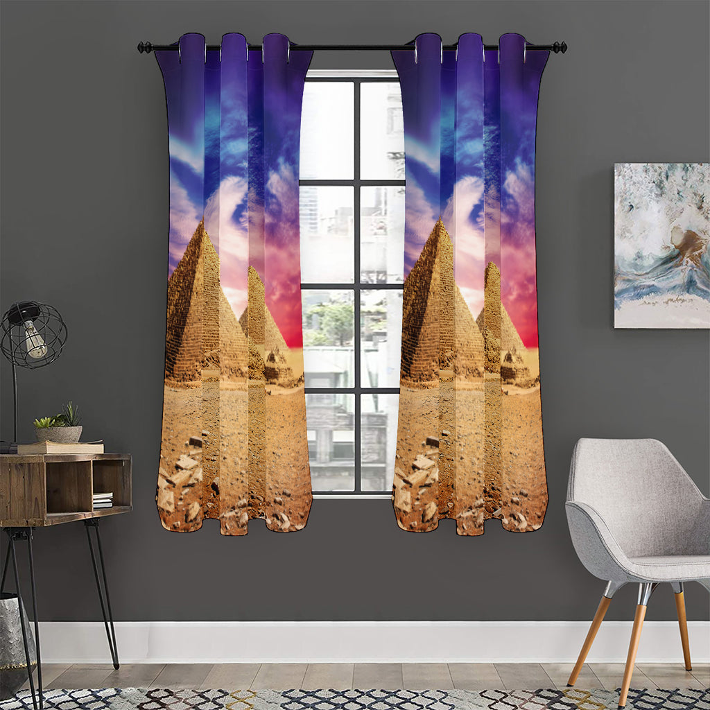 Purple Cloud Pyramid Print Curtain