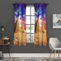 Purple Cloud Pyramid Print Grommet Curtain Panels
