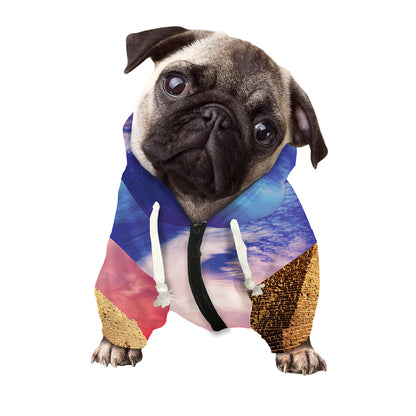 Purple Cloud Pyramid Print Dog Zip Up Hoodie