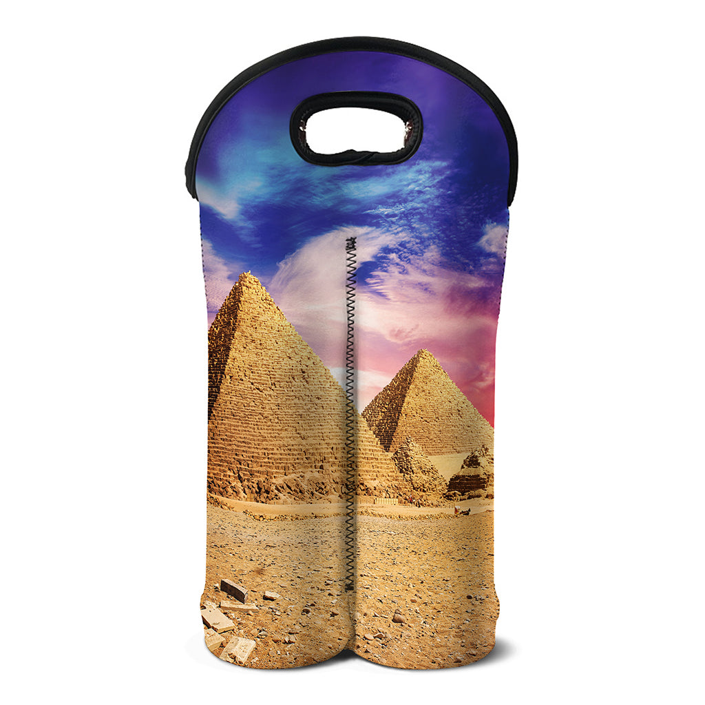 Purple Cloud Pyramid Print Double Neoprene Wine Tote