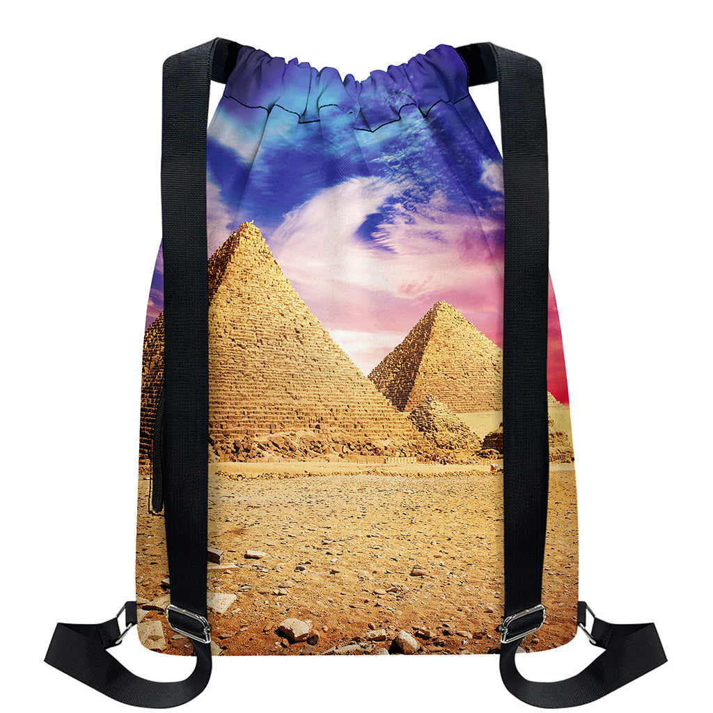 Purple Cloud Pyramid Print Drawstring Backpack