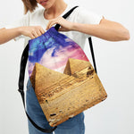 Purple Cloud Pyramid Print Drawstring Backpack